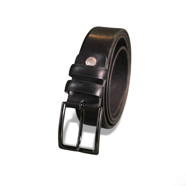 Leather Belt with Black Nickel Buckle | Black