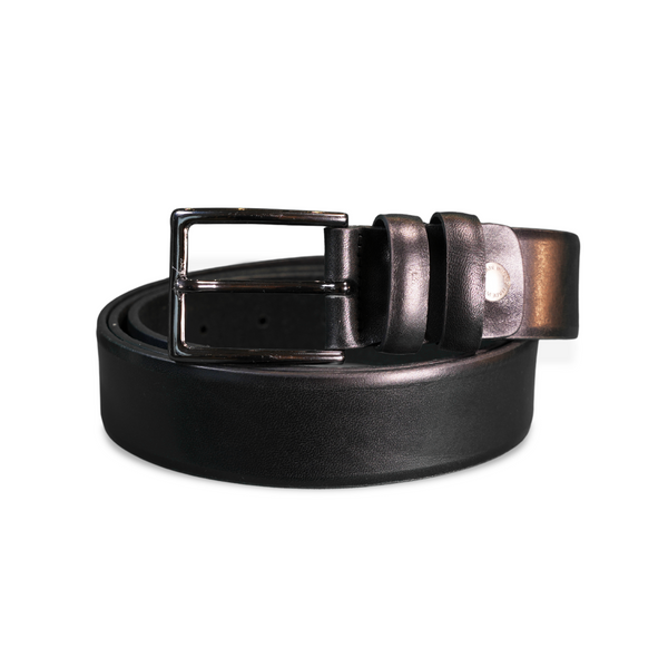 Leather Belt with Black Nickel Buckle | Black