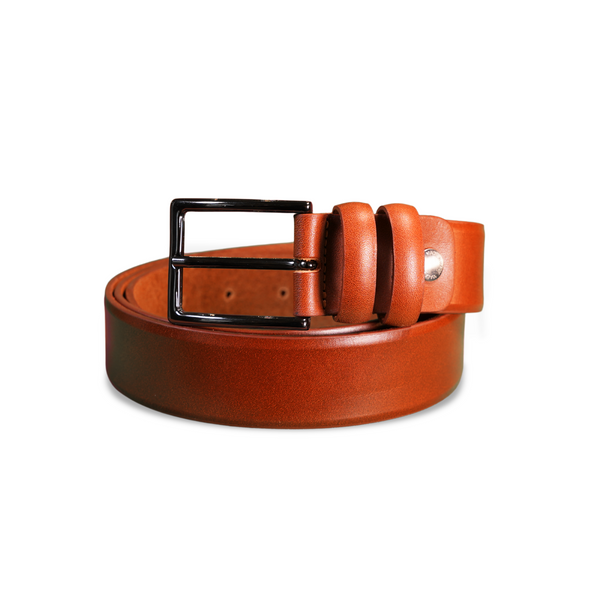 Leather Belt with Black Nickel Buckle | Cognac