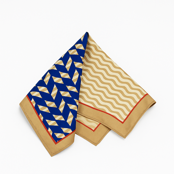 Geometric Patchwork Silk Square Scarf | Beige