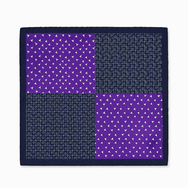 The Geometric silk square scarf | Purple & Navy